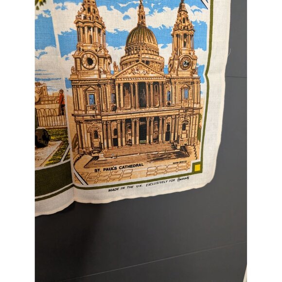 Vintage Mid Century Harrod's Linen/Cotton Souvenir Tea Towel - Scenes of‎ London - Picture 5 of 6